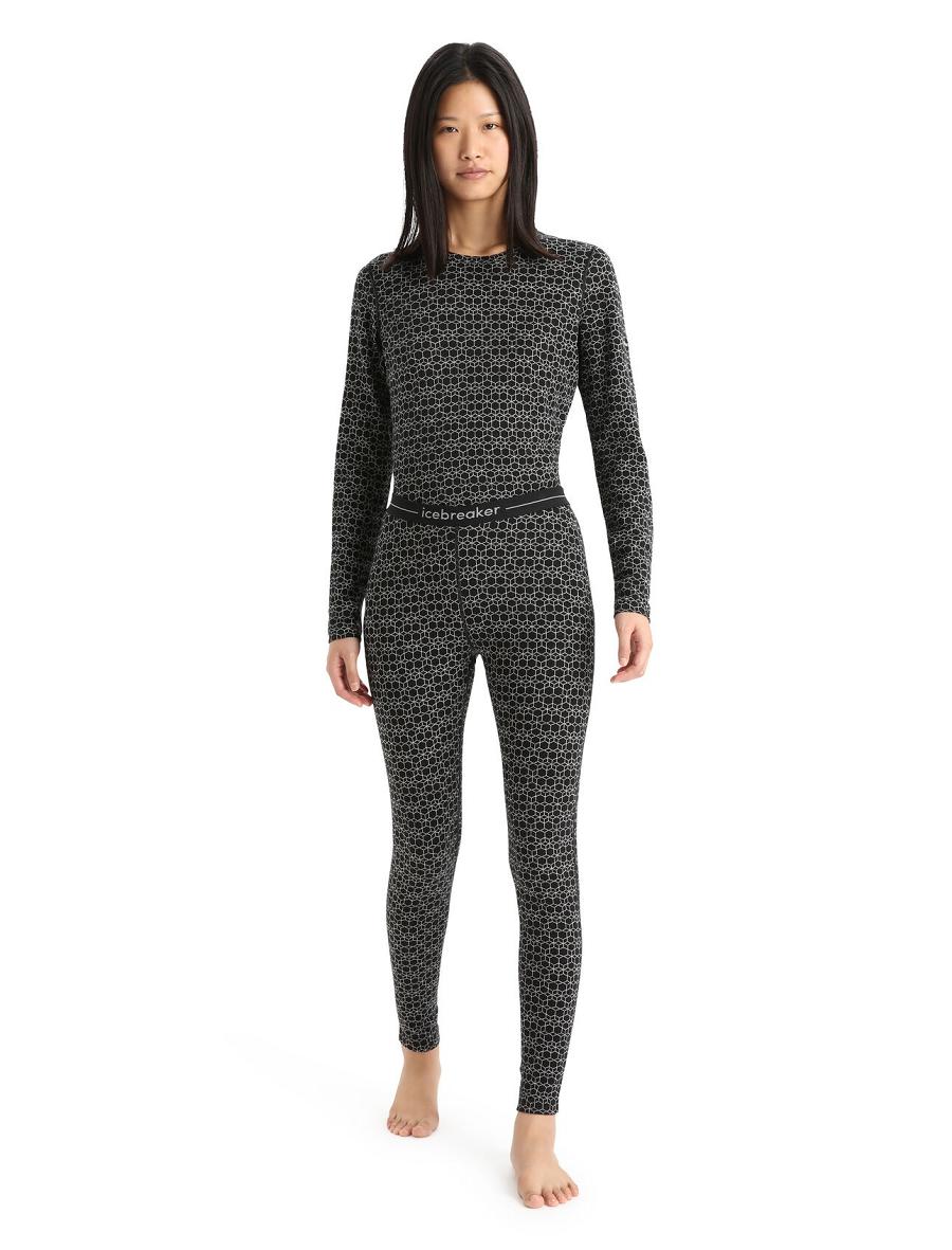 Black / Snow Icebreaker Merino 250 Vertex Leggings Alpine Geo Women's One Piece & Sets | AU 1792XYUF